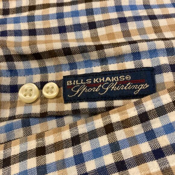 Men's XXL Bills Khakis Classic Fit Checked Button Down Long Sleeved Shirt - Picture 4 of 5